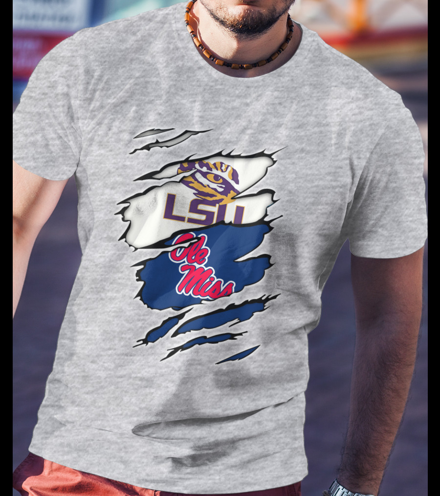 LSU Tigers Ole Miss Rebels Splattered Team T-Shirt