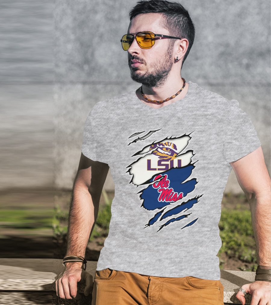 LSU Tigers Ole Miss Rebels Splattered Team T-Shirt
