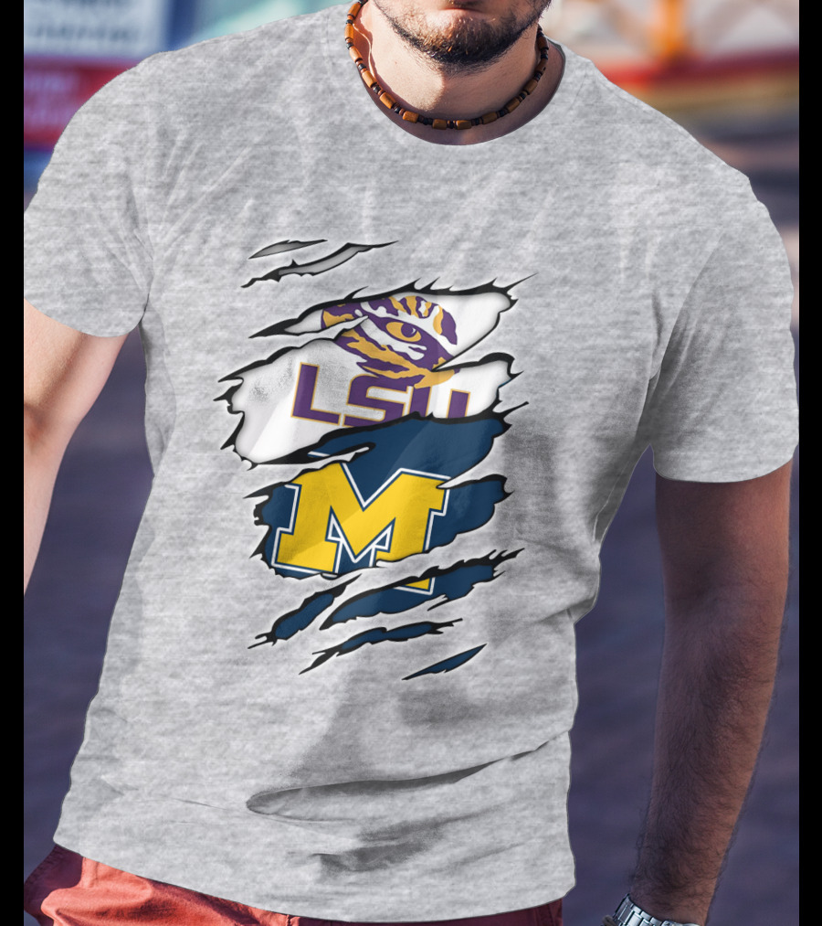 LSU Tigers Michigan Wolverines Claw Logo Mashup T-Shirt