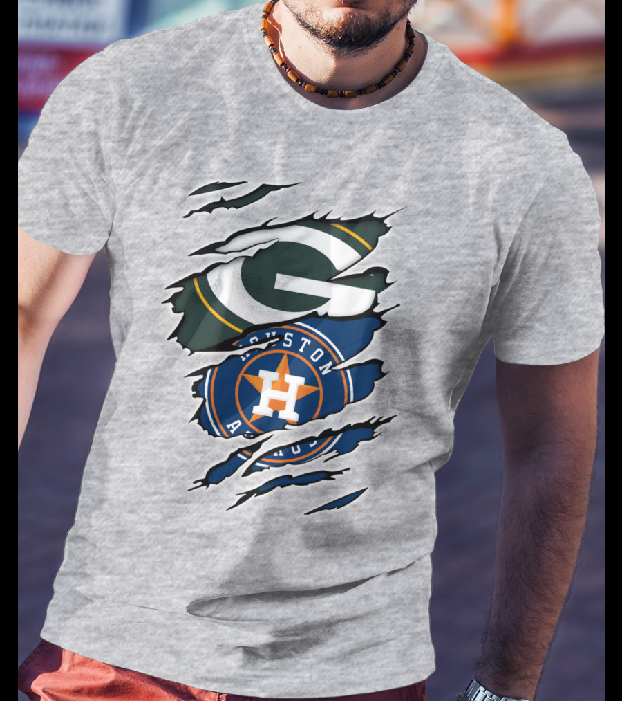 Green Bay Packers Houston Astros Claw Marks T-Shirt