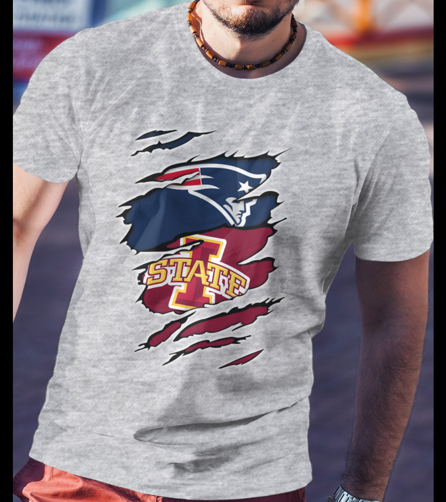 Patriots Logo Claw Marks With Iowa State Cyclones T-Shirt