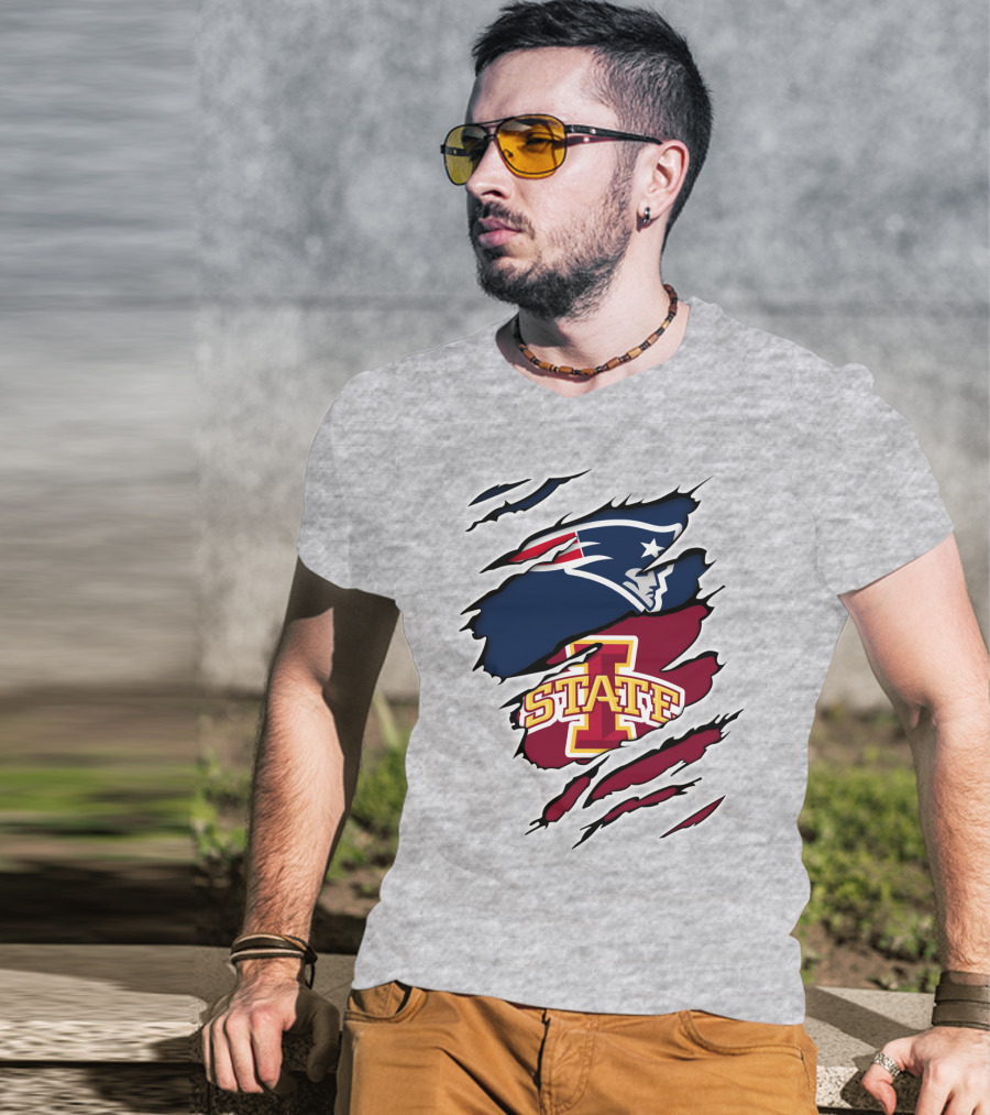 Patriots Logo Claw Marks With Iowa State Cyclones T-Shirt