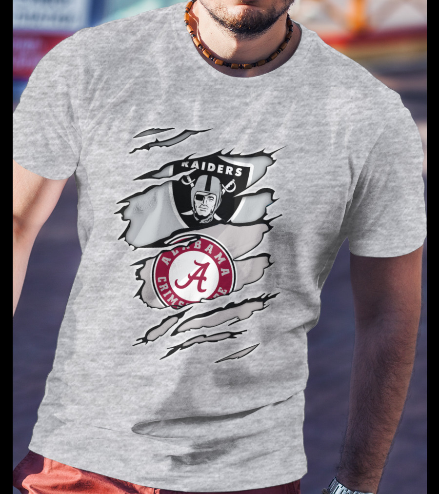 Raiders Alabama Crimson Tide Logo Mashup T-Shirt