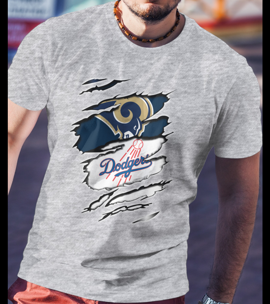 Dodger And Ram Logo Fusion Tearing Effect T-Shirt