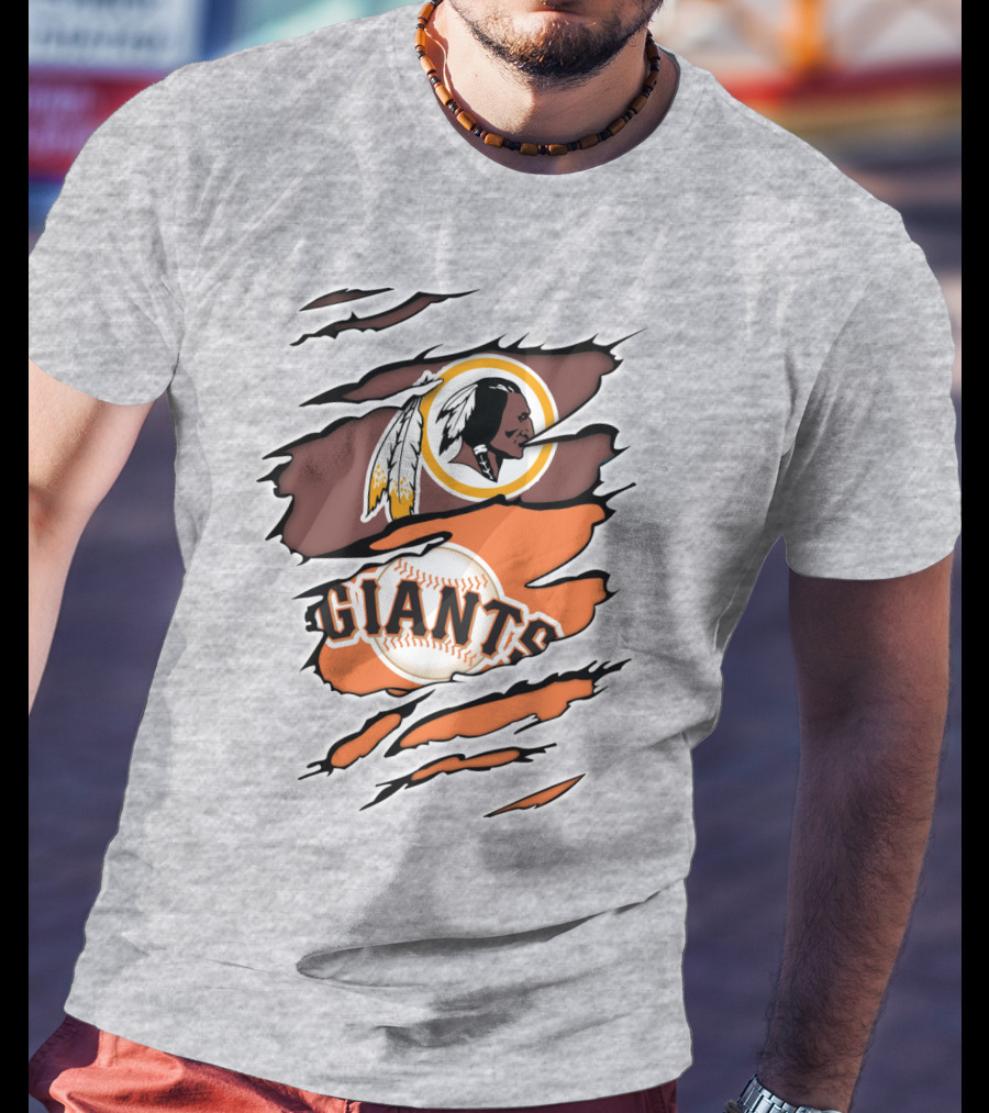 Redskins Giants Logo Mashup Baseball And Football Fan Clash T-Shirt