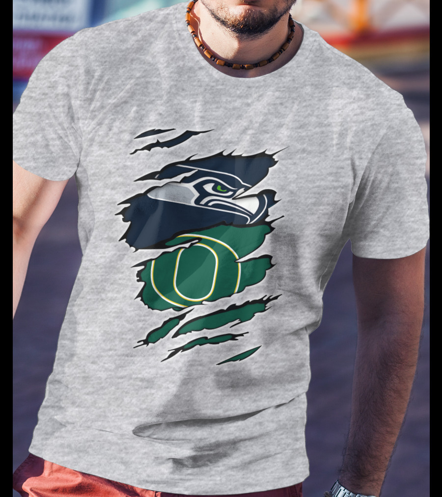 Seahawks Ducks Logo Fusion Featuring Claw Marks T-Shirt