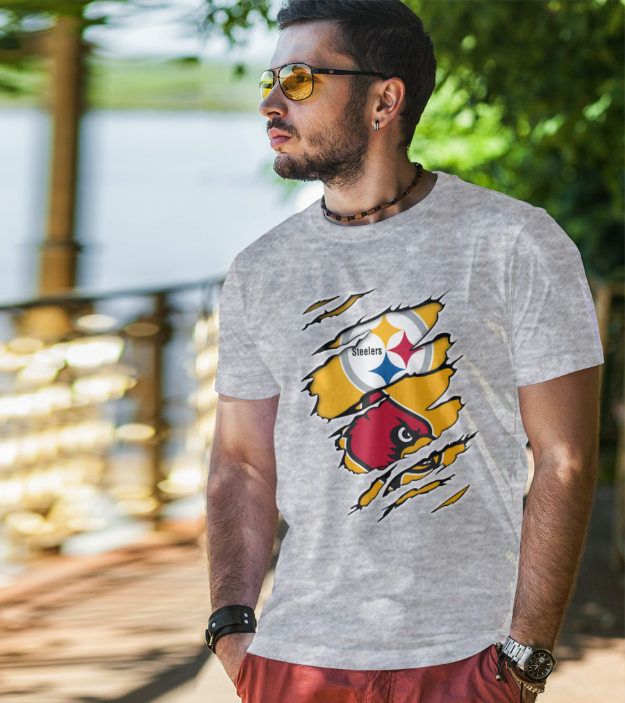 Steelers Louisville Cardinals Fan Crossover T-Shirt