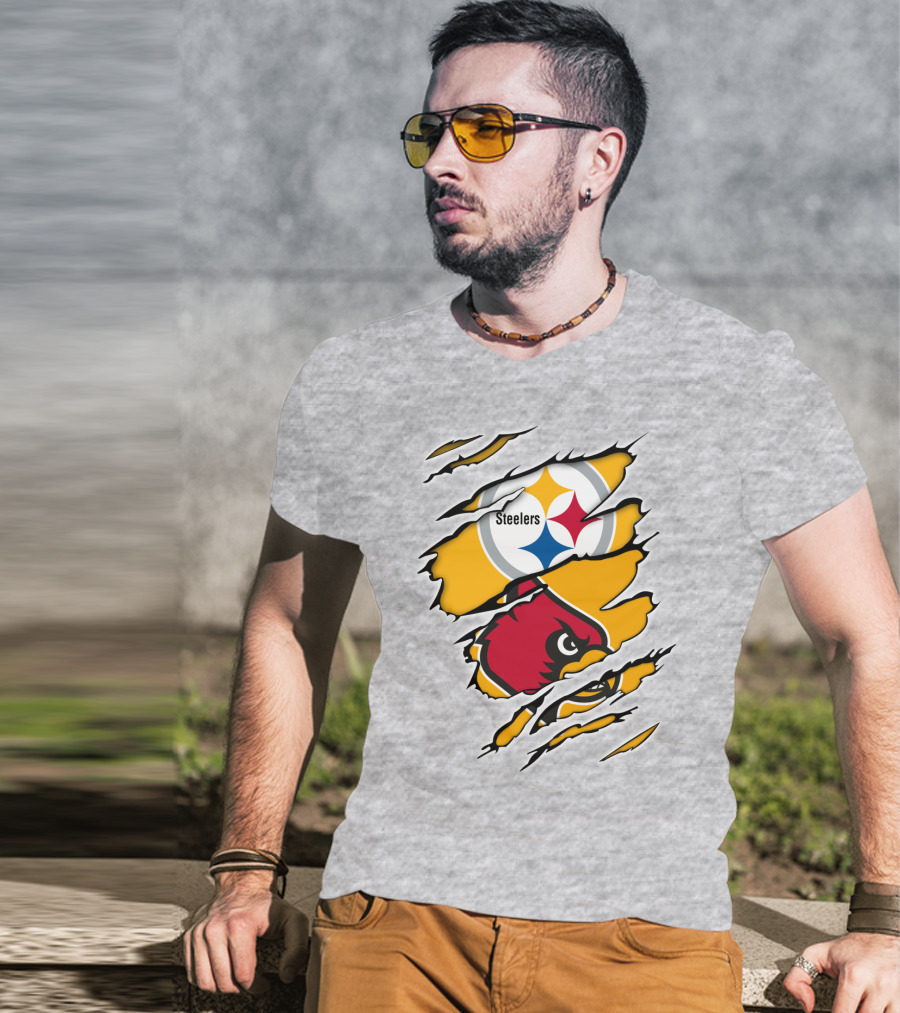 Steelers Louisville Cardinals Fan Crossover T-Shirt