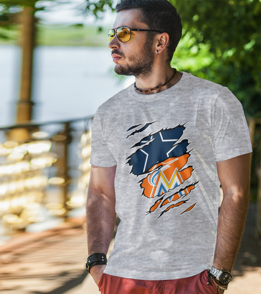 Cowboys Marlins Logo Tear T-Shirt