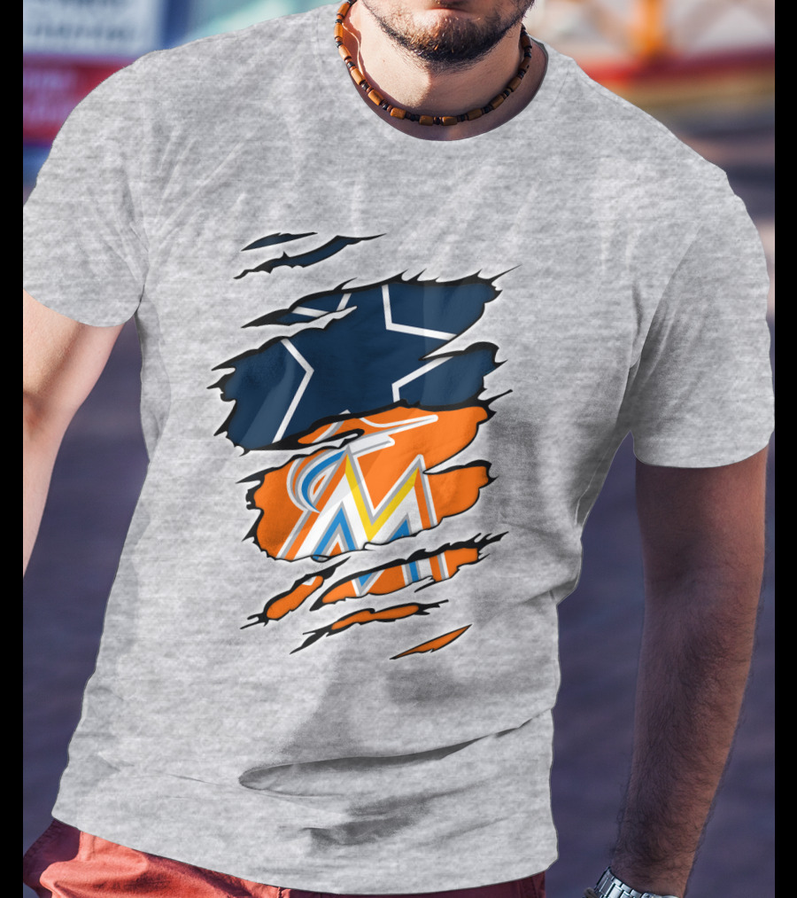 Cowboys Marlins Logo Tear T-Shirt
