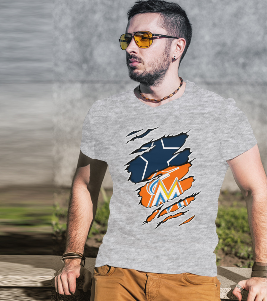 Cowboys Marlins Logo Tear T-Shirt