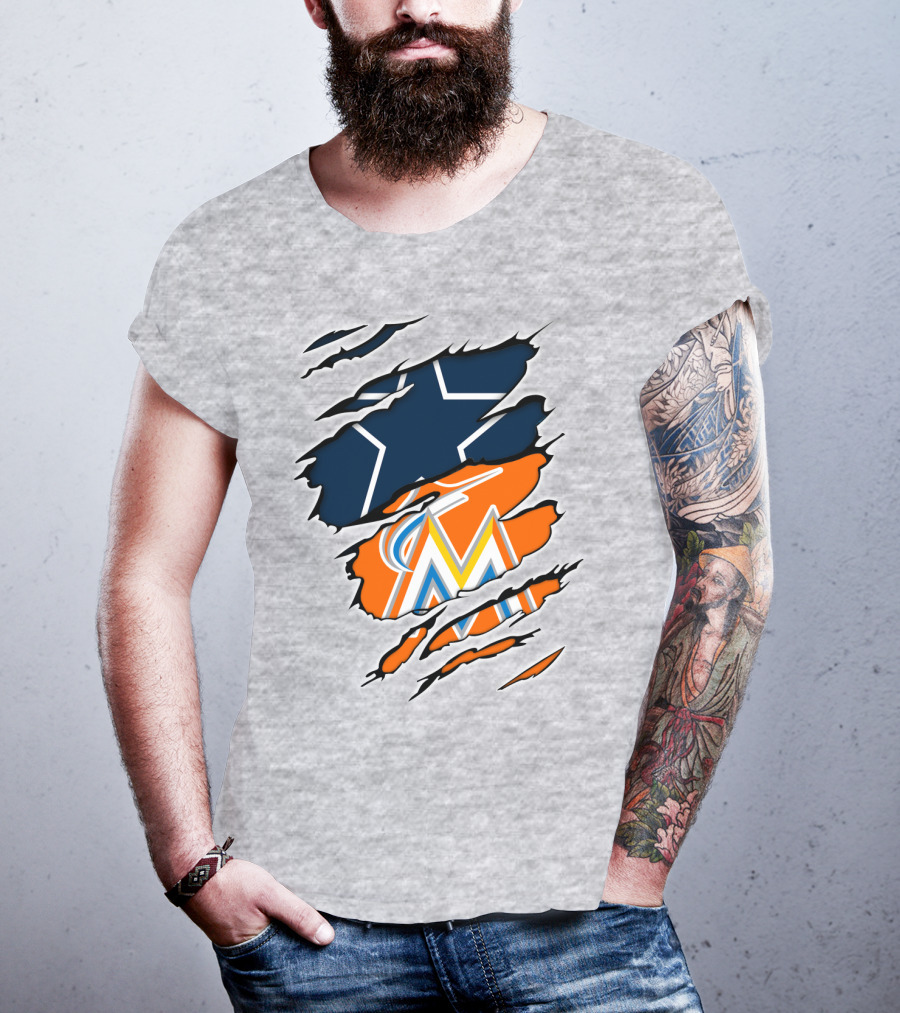 Cowboys Marlins Logo Tear T-Shirt