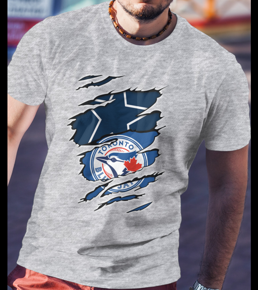 Toronto Blue Jays Dallas Cowboys Ripped T-Shirt