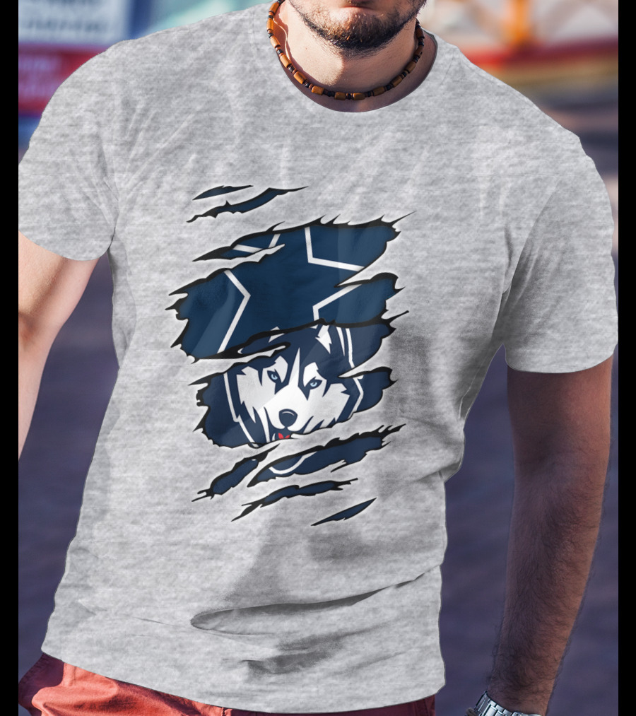 Cowboys Huskies Scratch Star Iconic T-Shirt