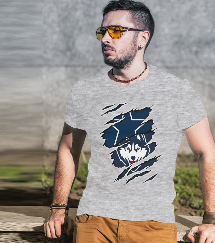 Cowboys Huskies Scratch Star Iconic T-Shirt