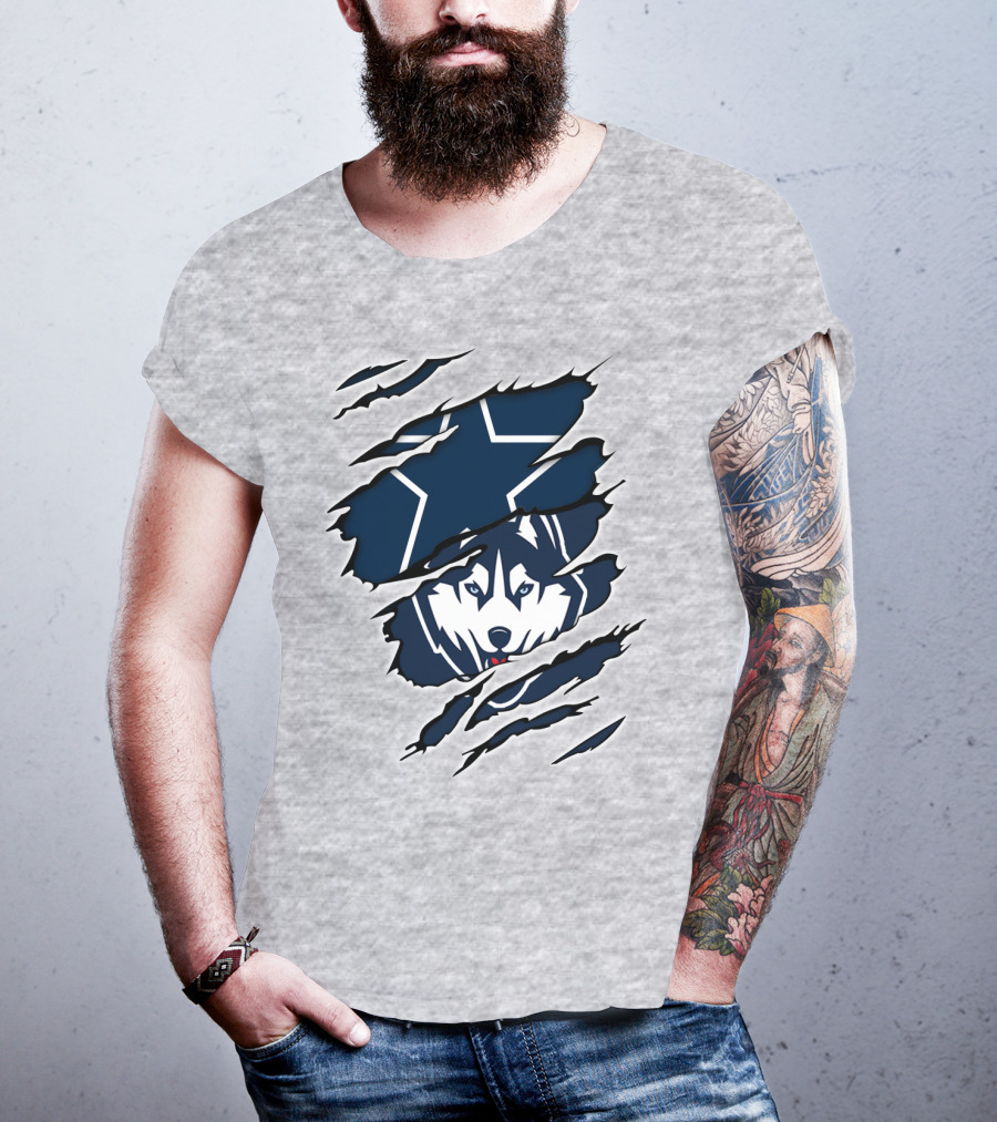 Cowboys Huskies Scratch Star Iconic T-Shirt