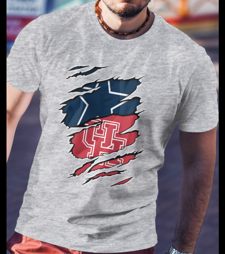 Texas Star Houston Cougars Cowboys Fan Gear T-Shirt