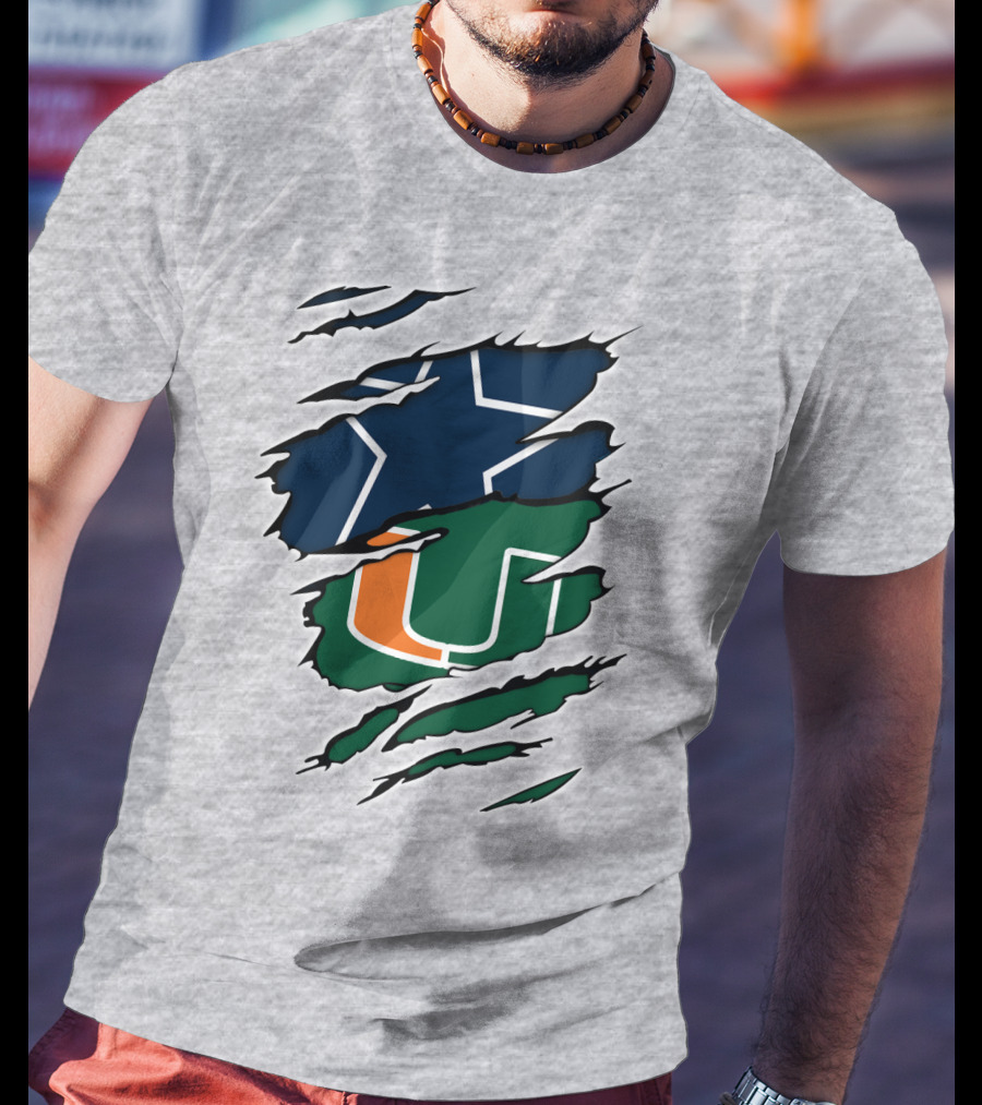 Dallas Cowboys Miami Hurricanes Logo Mashup T-Shirt