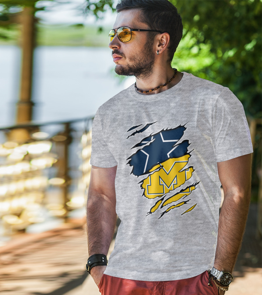 Cowboys Michigan Wolverines Star Logo Fusion T-Shirt