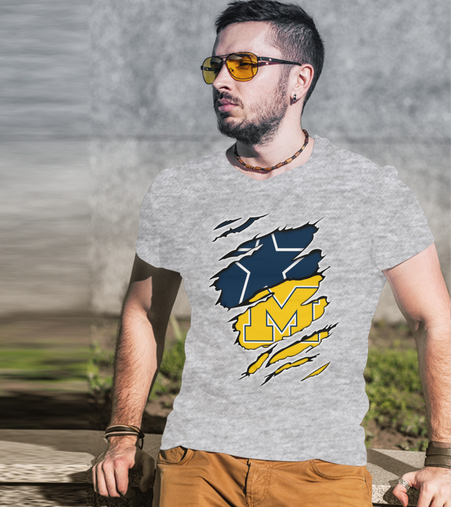 Cowboys Michigan Wolverines Star Logo Fusion T-Shirt