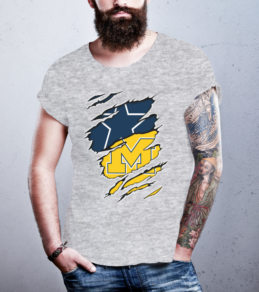 Cowboys Michigan Wolverines Star Logo Fusion T-Shirt