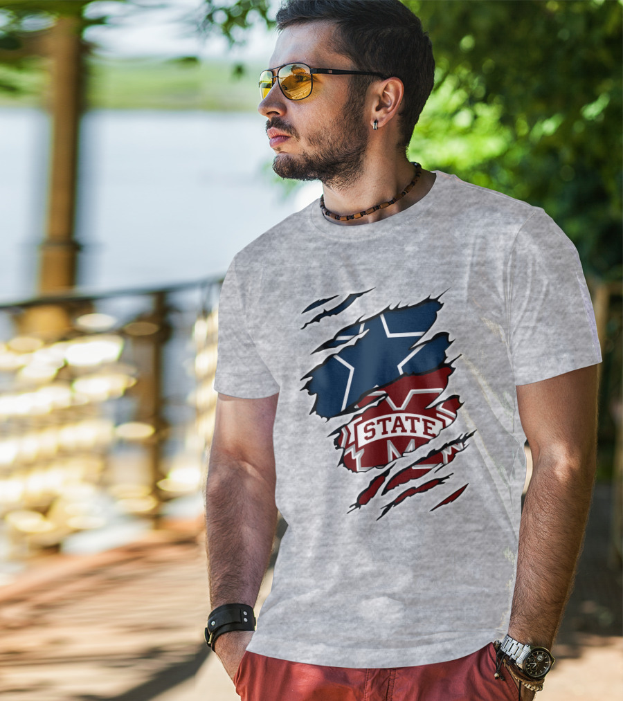 Dallas Stars And Mississippi State Cowboys Combo T-Shirt