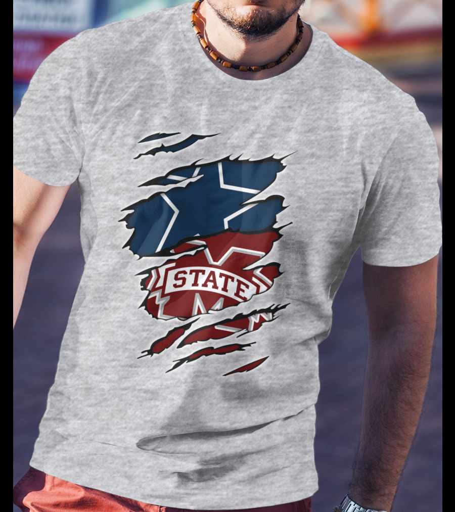 Dallas Stars And Mississippi State Cowboys Combo T-Shirt