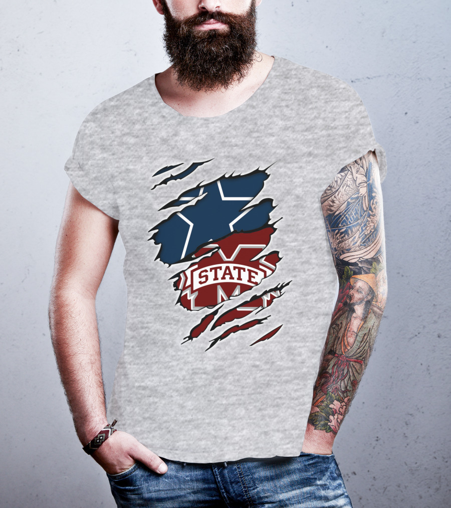 Dallas Stars And Mississippi State Cowboys Combo T-Shirt