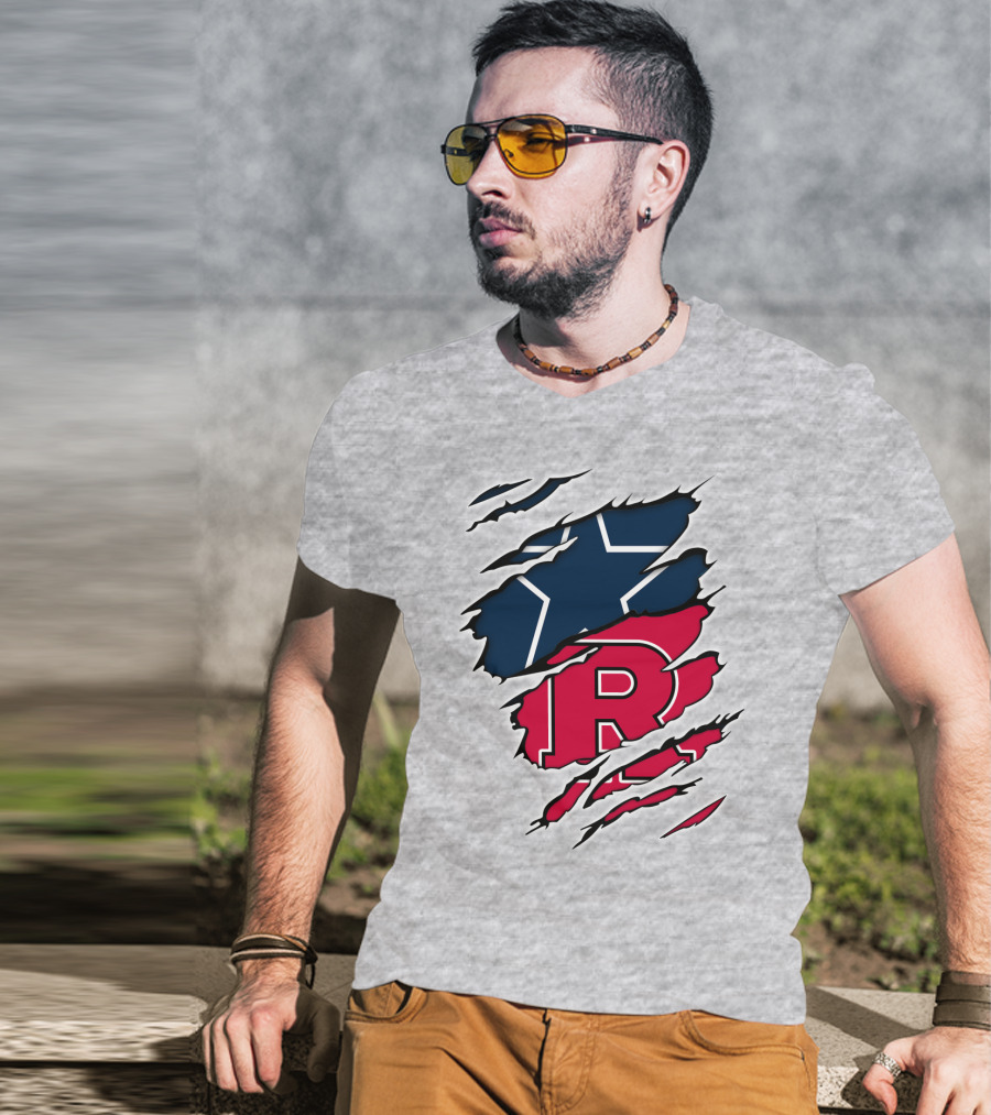 Cowboys Rutgers Ripped Star And R Logo Fusion T-Shirt