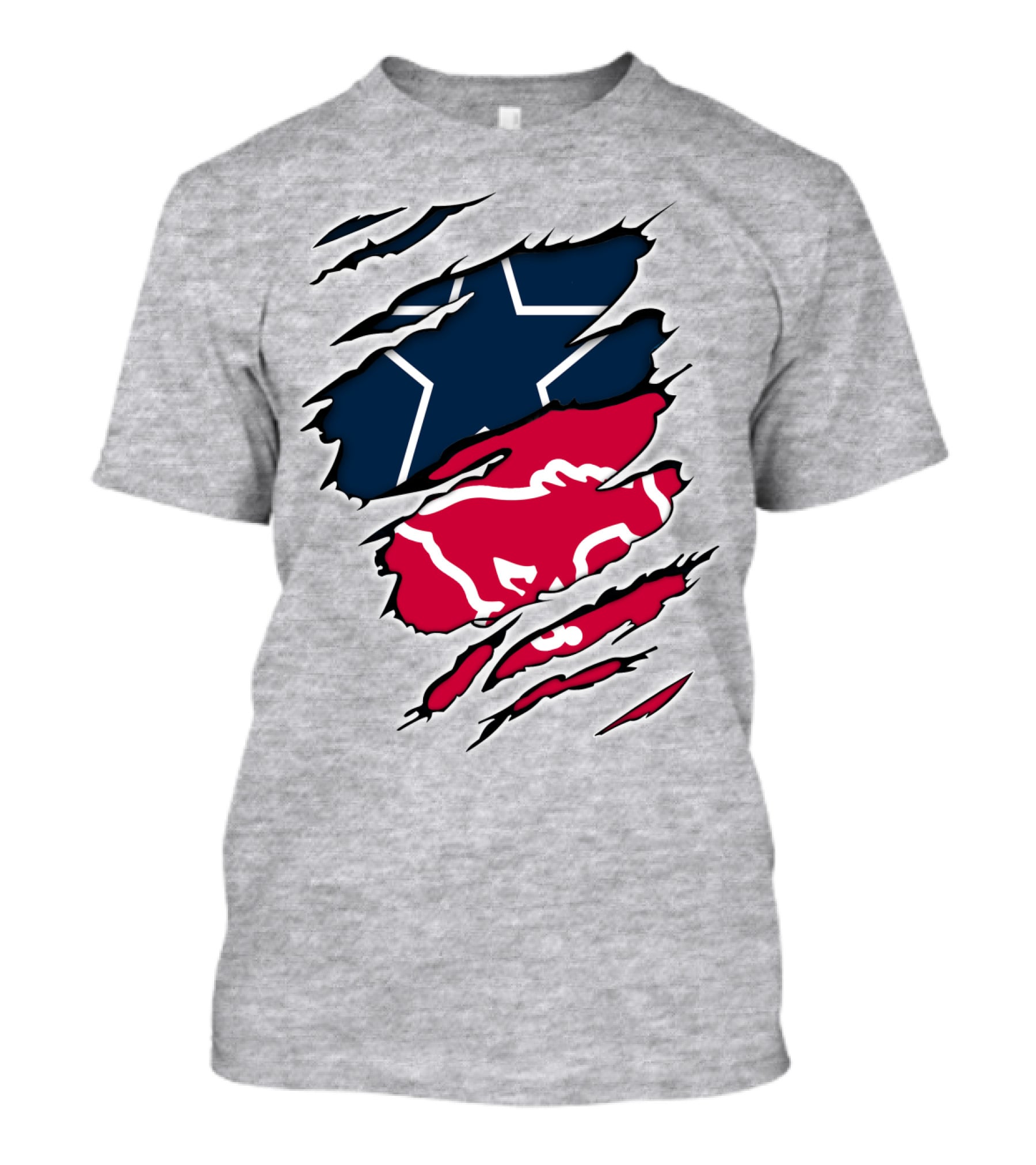 Texas Flag Ripped With SMU Mustangs T-Shirt