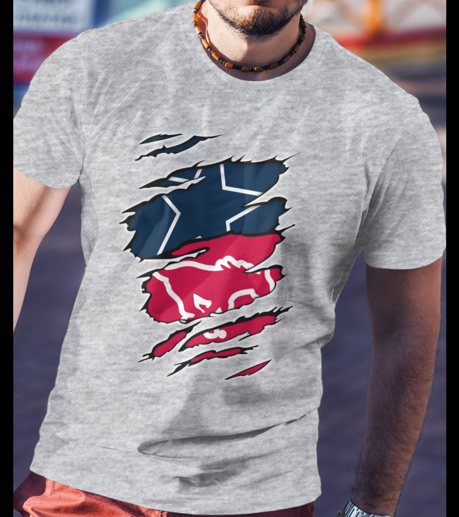 Texas Flag Ripped With SMU Mustangs T-Shirt