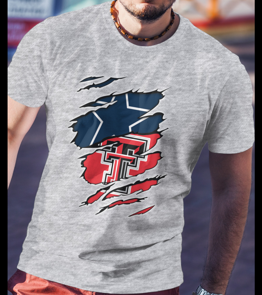Texas Tech Cowboys Star And Double T Logo Rip T-Shirt