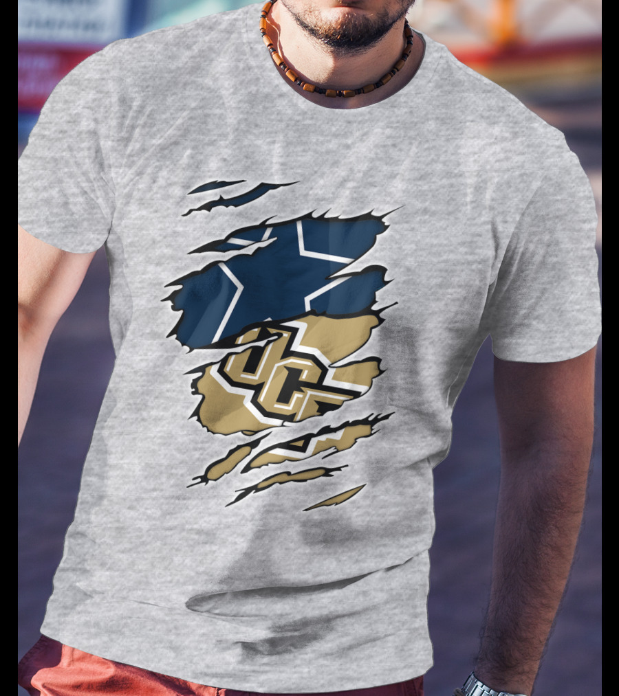 Cowboys UCF Rip Design Cowboys Star Gold T-Shirt