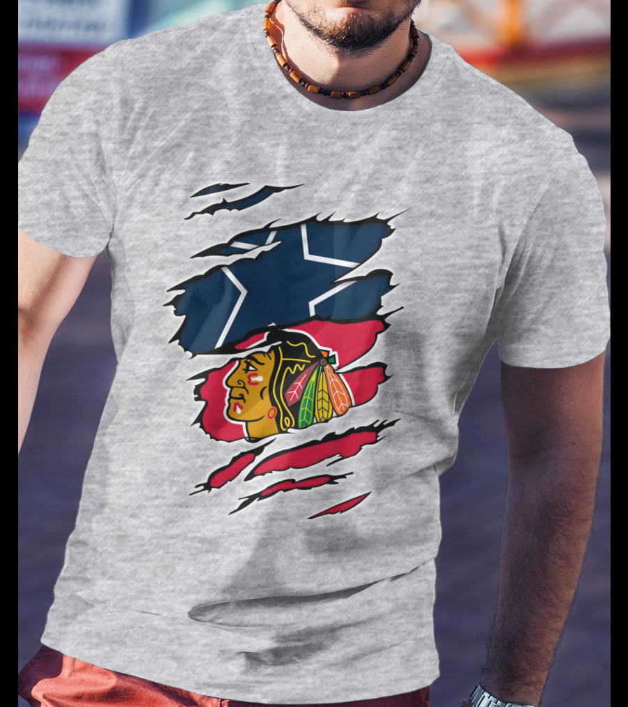 Cowboys Blackhawks Star Ripped T-Shirt