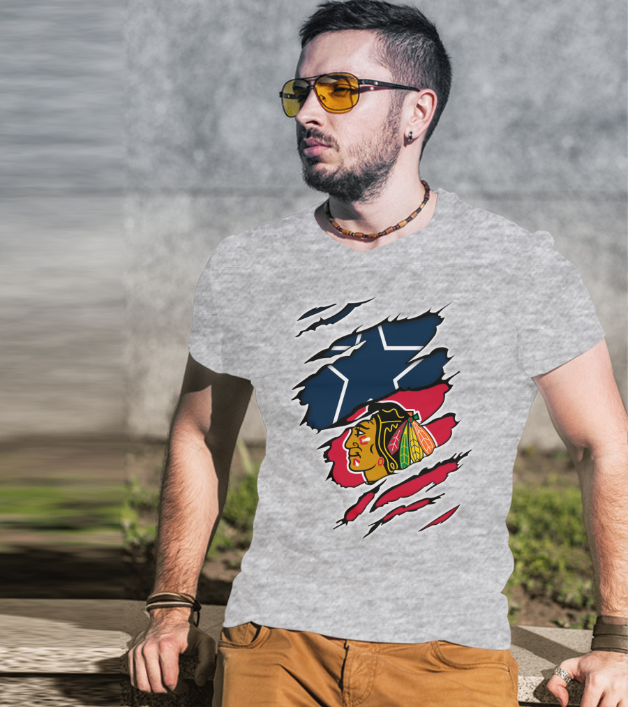Cowboys Blackhawks Star Ripped T-Shirt