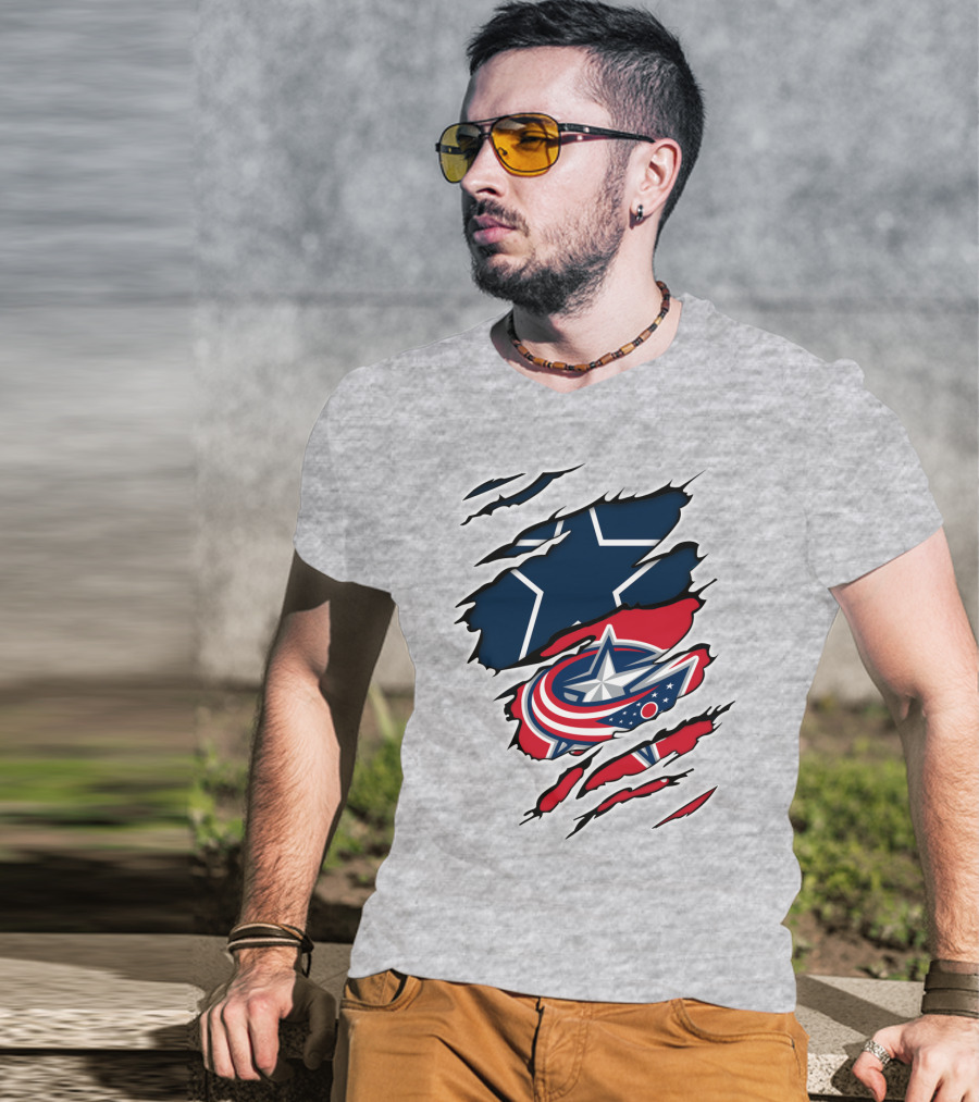 Dallas Cowboys Columbus Blue Jackets Fan Crossover T-Shirt