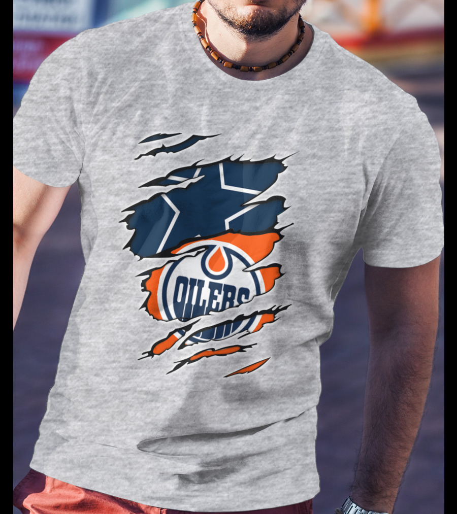 Cowboys Oilers Logos Ripped T-Shirt