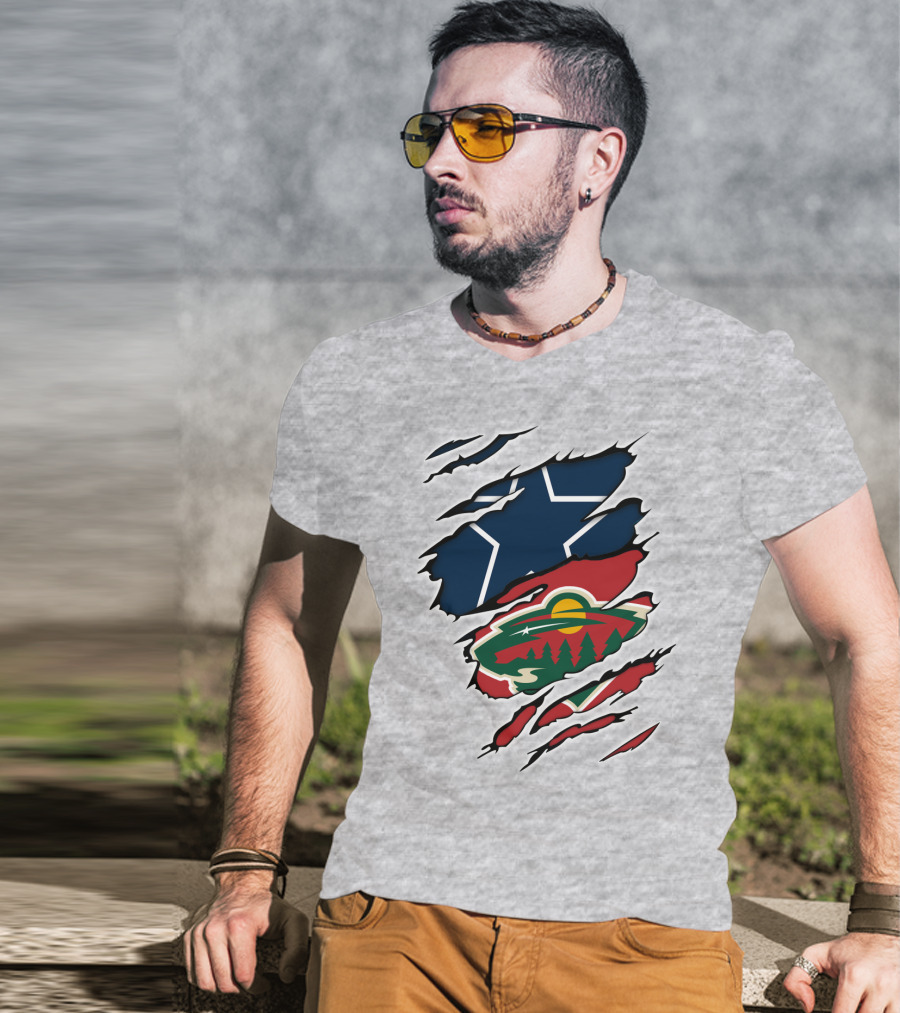 Dallas Cowboys Wild Minnesota Wild Rip Claw Marks T-Shirt