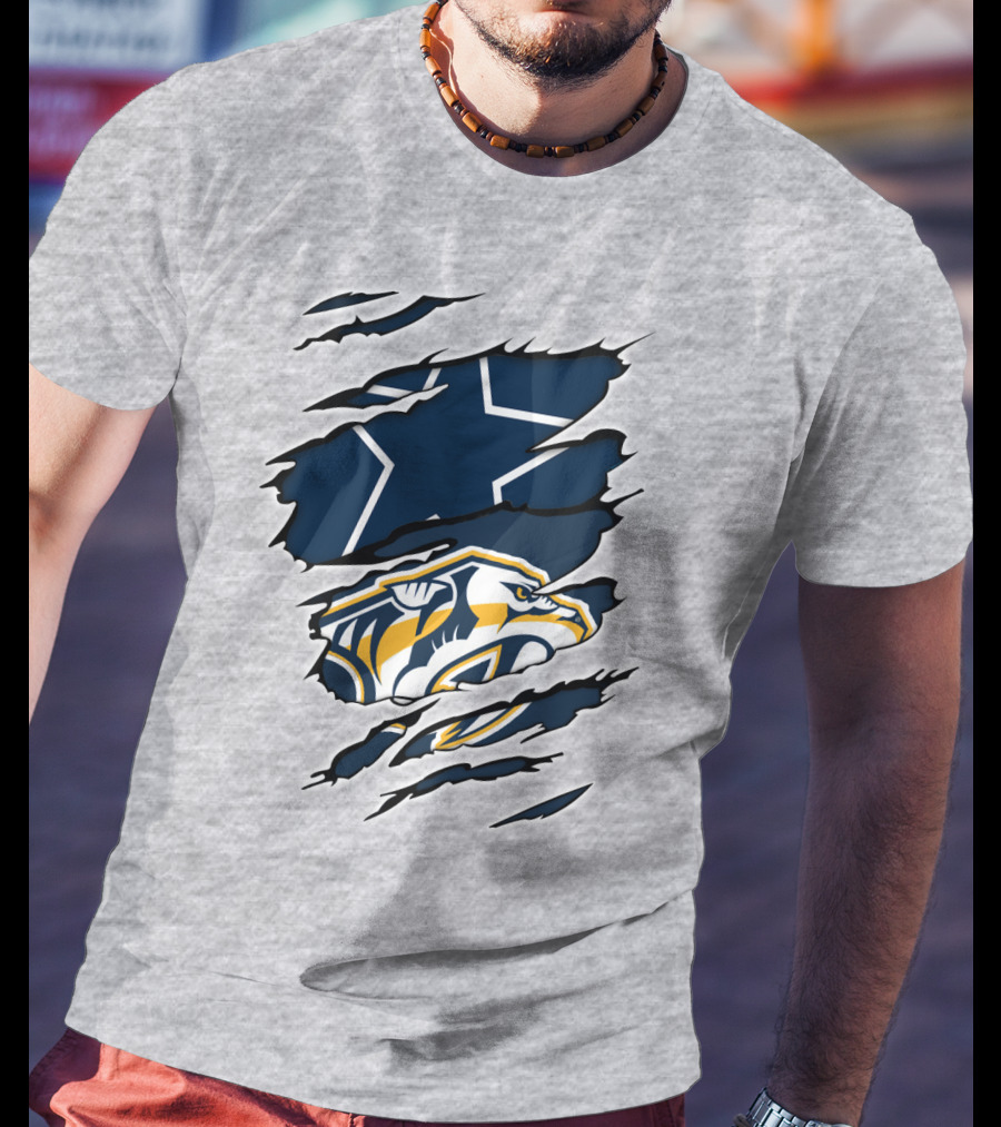 Cowboys Predators Dual Logo Ripped T-Shirt