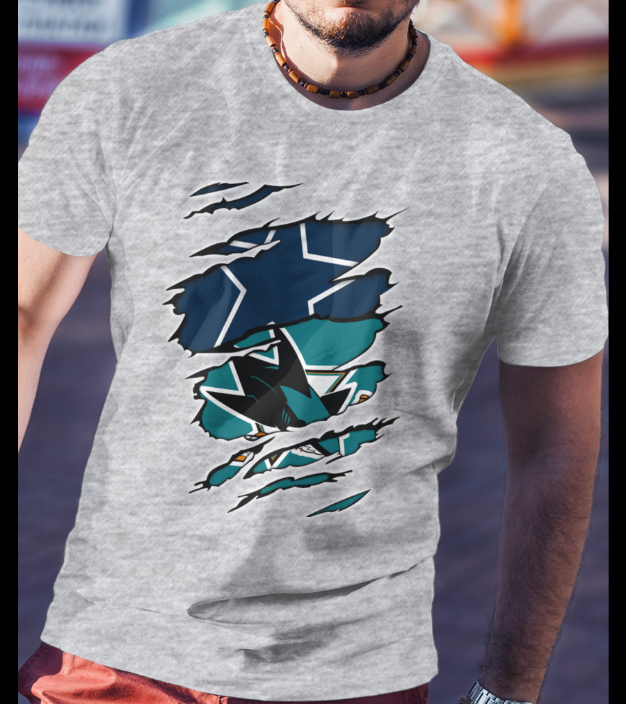 Dallas Cowboys San Jose Sharks Fan Crossover T-Shirt