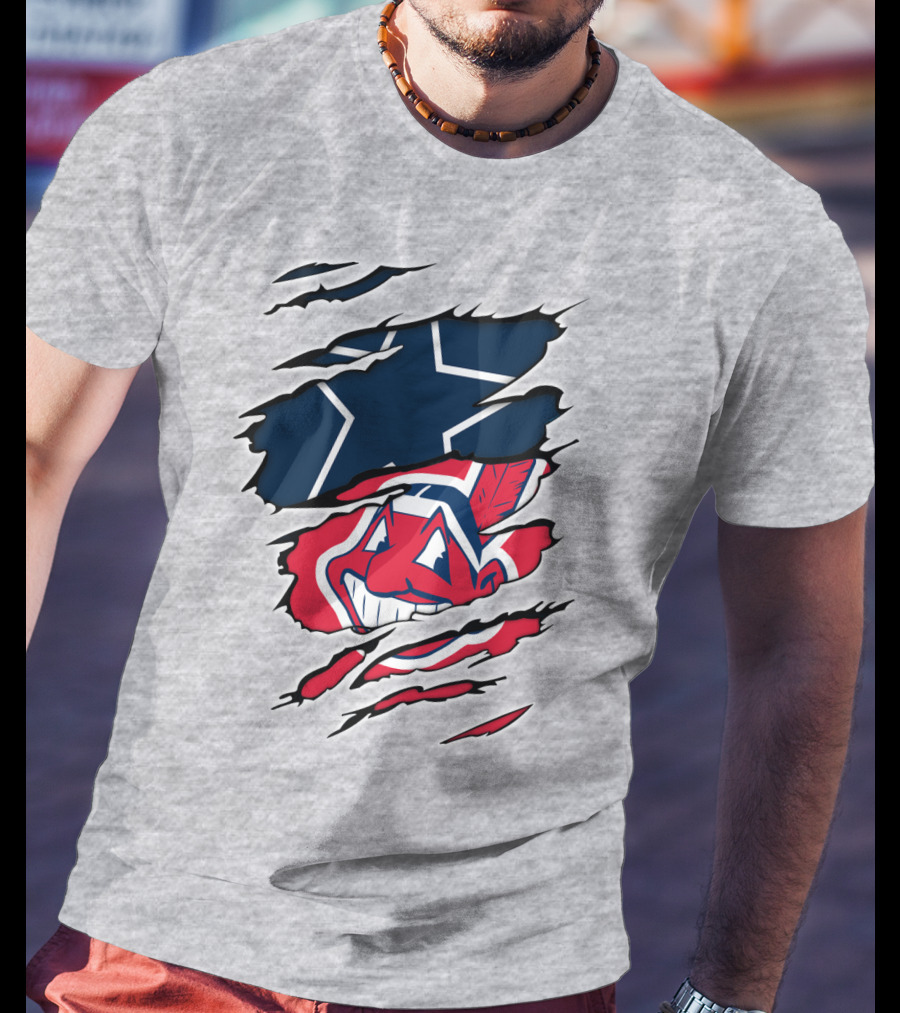 Cowboys Indians NFL MLB Collaboration Dallas Cleveland Football Baseball T-Shirt