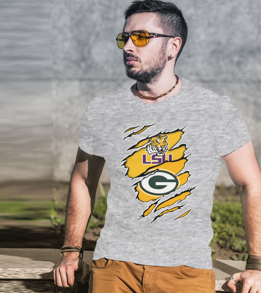 LSU Tigers Green Bay Packers Claw Marks T-Shirt