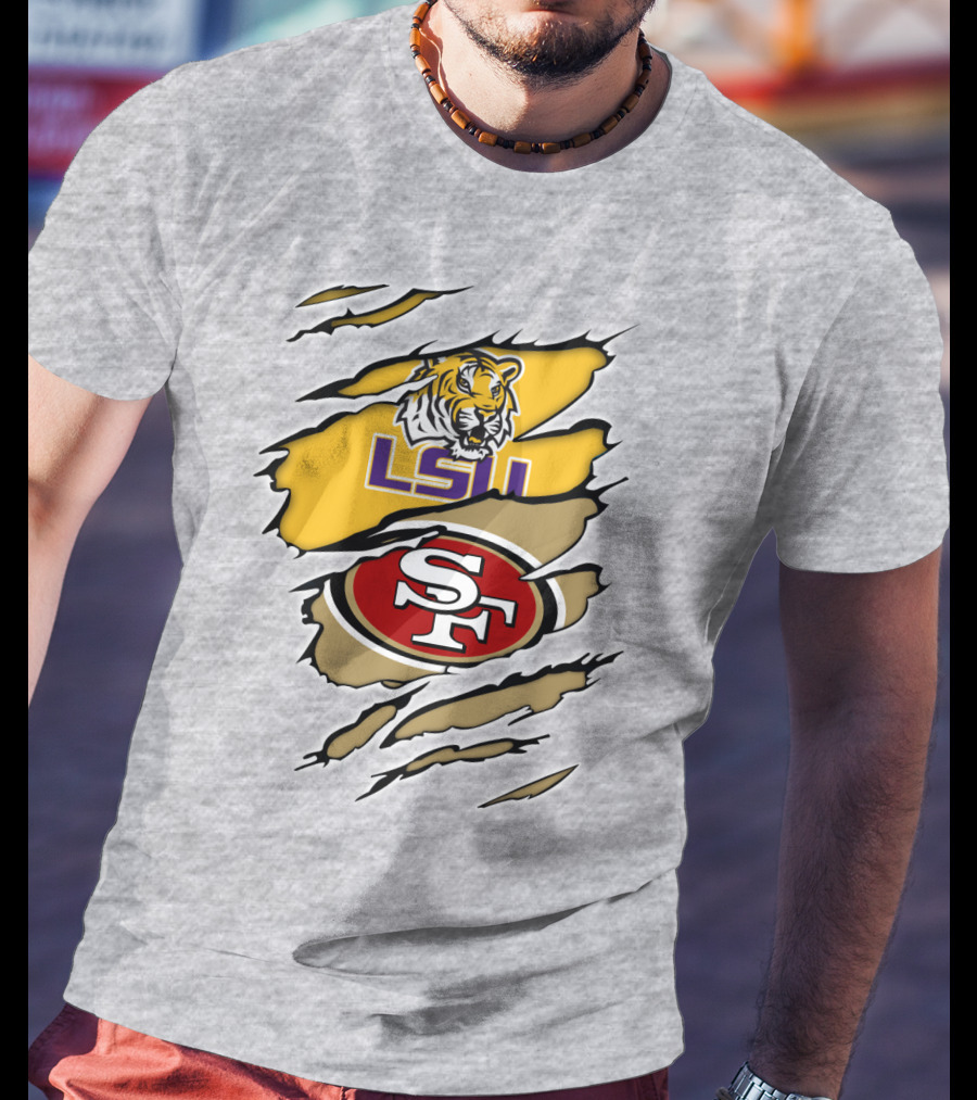LSU Tigers San Francisco 49ers Ripped T-Shirt