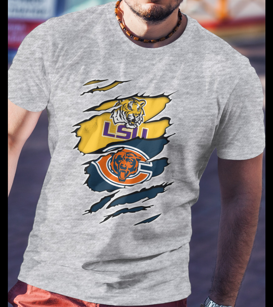 LSU Tigers Chicago Bears Claw Marks T-Shirt