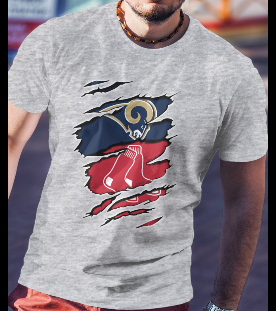 Rams Redsox Logos Fusion T-Shirt