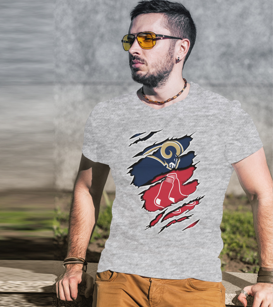 Rams Redsox Logos Fusion T-Shirt