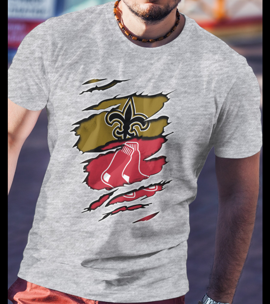 Saints Redsox Fleur-de-Lis And Red Socks Inspired T-Shirt