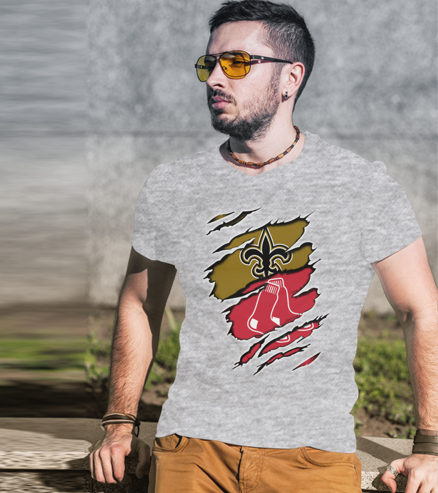 Saints Redsox Fleur-de-Lis And Red Socks Inspired T-Shirt