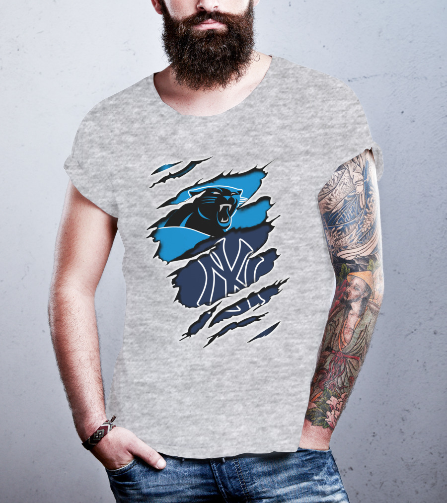 Panthers Yankees Claw Scratch Sports Fusion T-Shirt