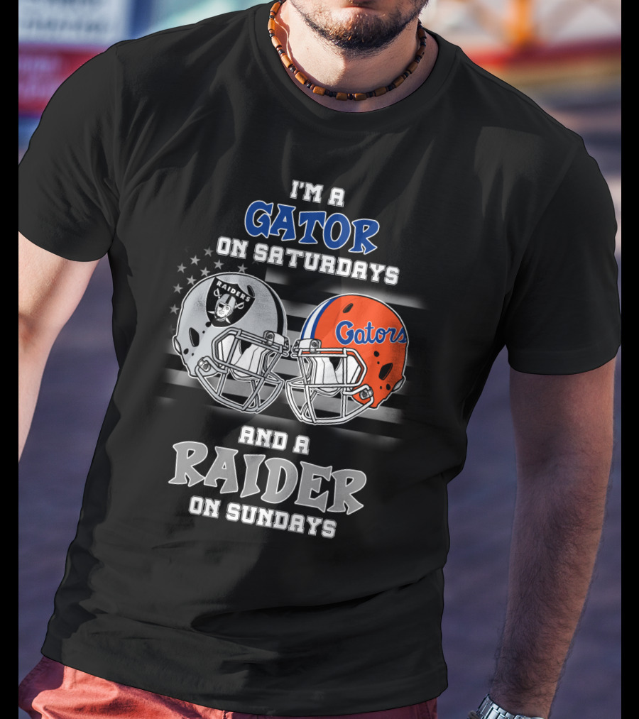 I'm A Gator On Saturdays And A Raider On Sundays Gators Raiders Helmet T-Shirt
